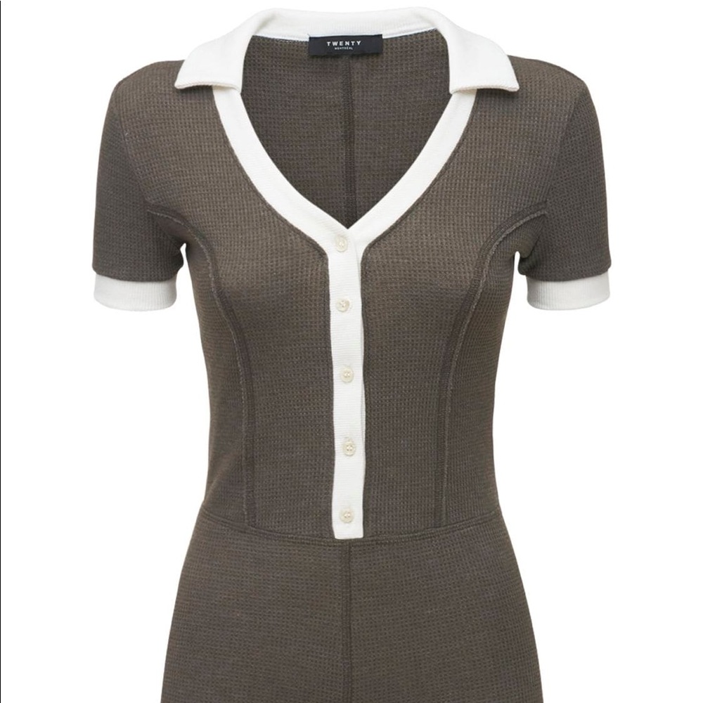 TWENTY MONTREAL Everest Thermal Button-front Romper In Heather Army sz M